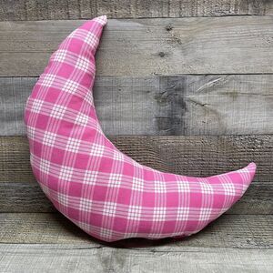 Palaka Hawaii Pillow Moon Shaped Pink and White